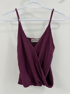 Project Social T - Wrap Tank Top in Plum - Small